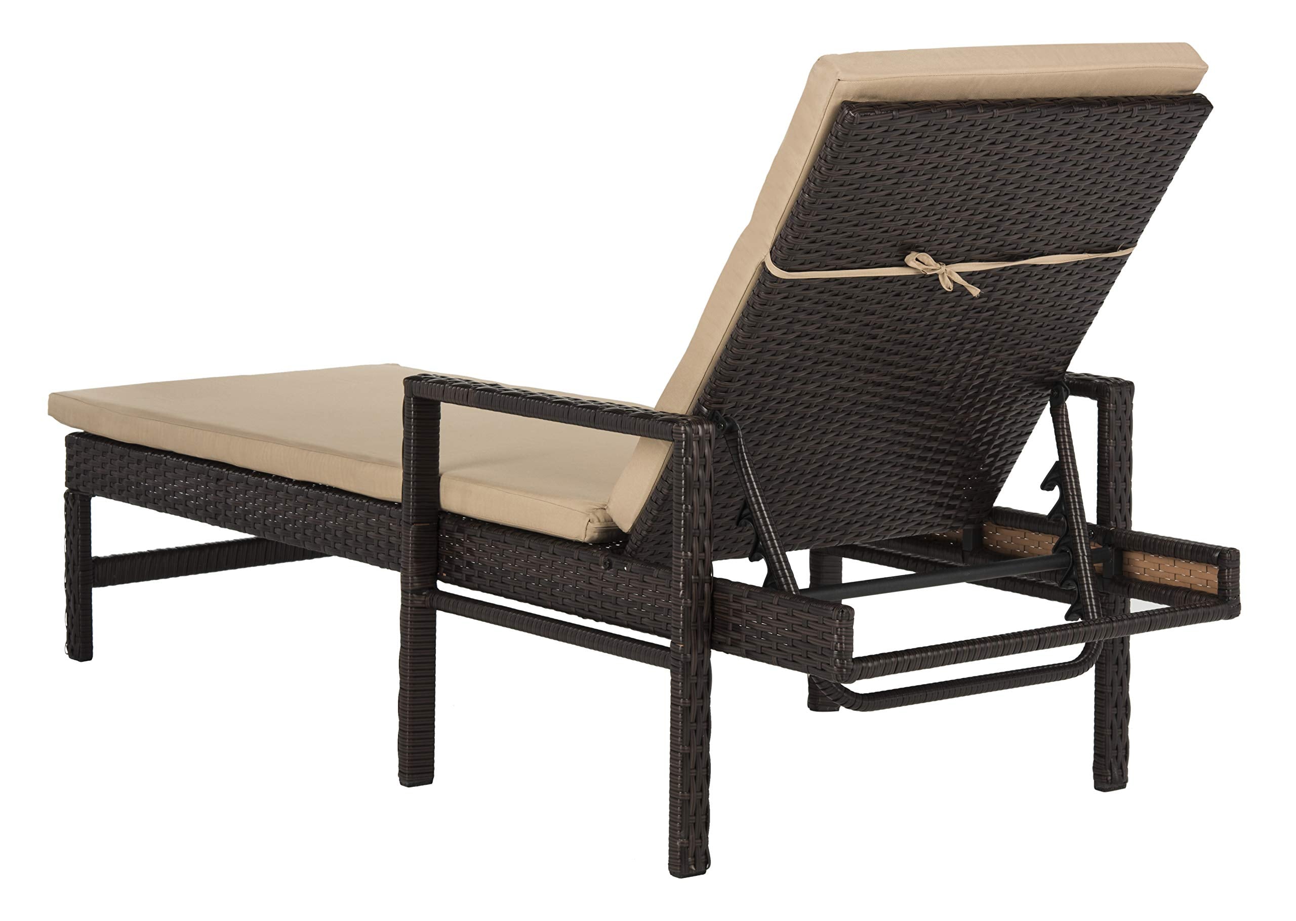 Outdoor Collection Alma Brown Rattan/Beige Cushion Adjustable Chaise Lounge Chair