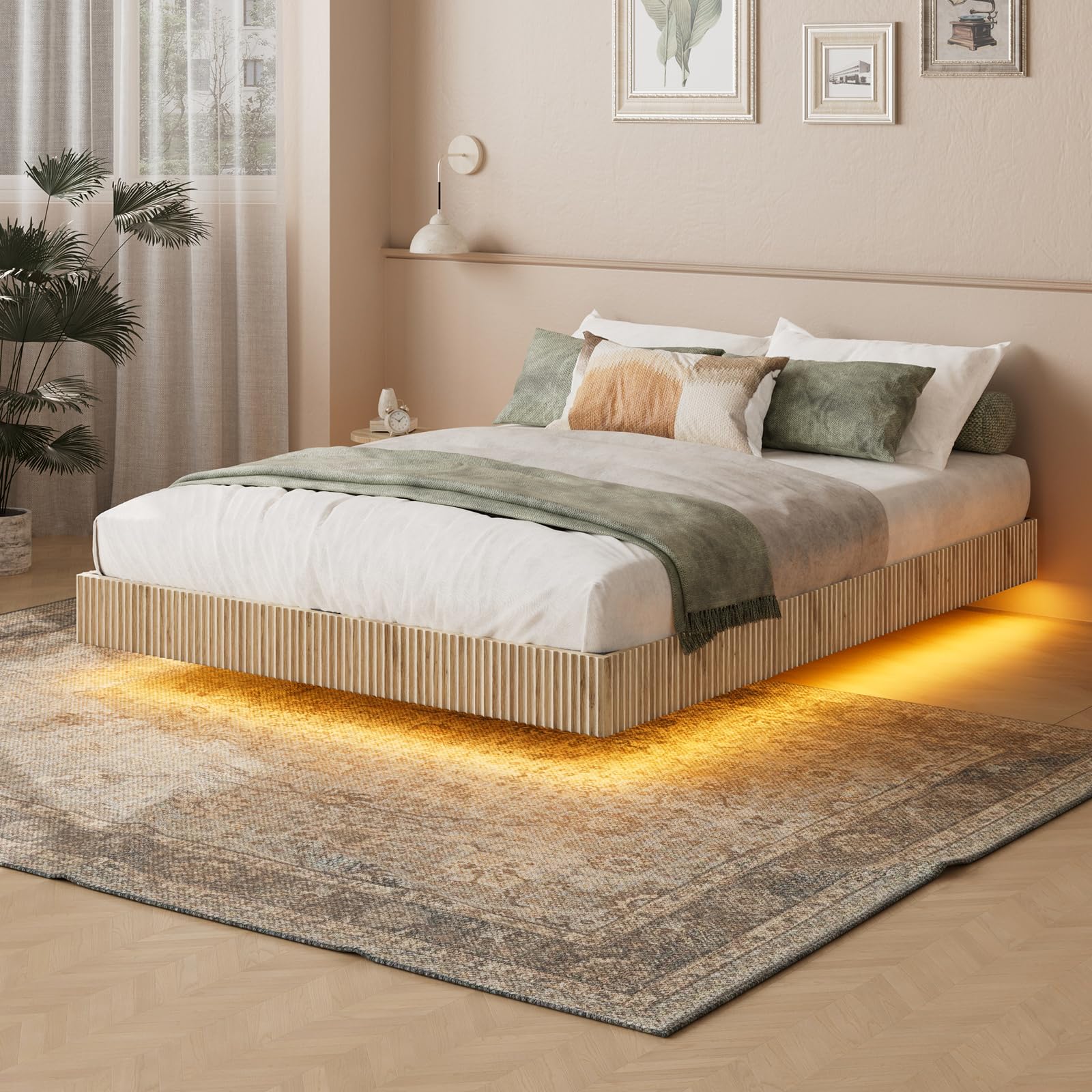 Full Floating Bed Frame with LED Lights