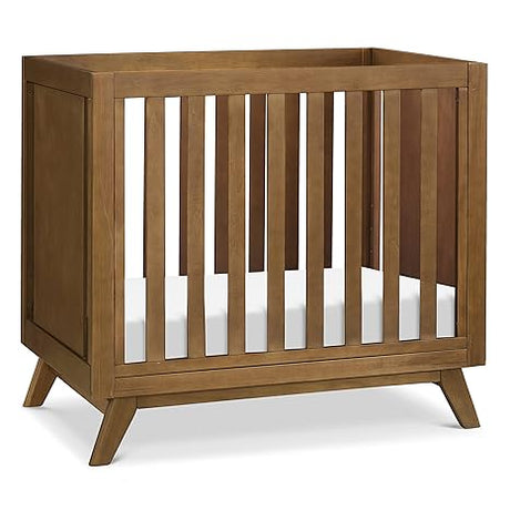 Otto 3-in-1 Convertible Mini Crib with 4" Mattress in Walnut, Greenguard Gold Certified