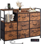 Black Dresser TV Stand for Bedroom with Charging Station, Wide Storage Chest of Drawers