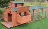 10' ft Wood Chicken Coop Backyard Hen Run House Chicken 6 Nesting Box & Run