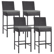 Outdoor Wicker Barstool 4 Packs, Bar Chairs PE Rattan Materail, Patio Stools with Cushions