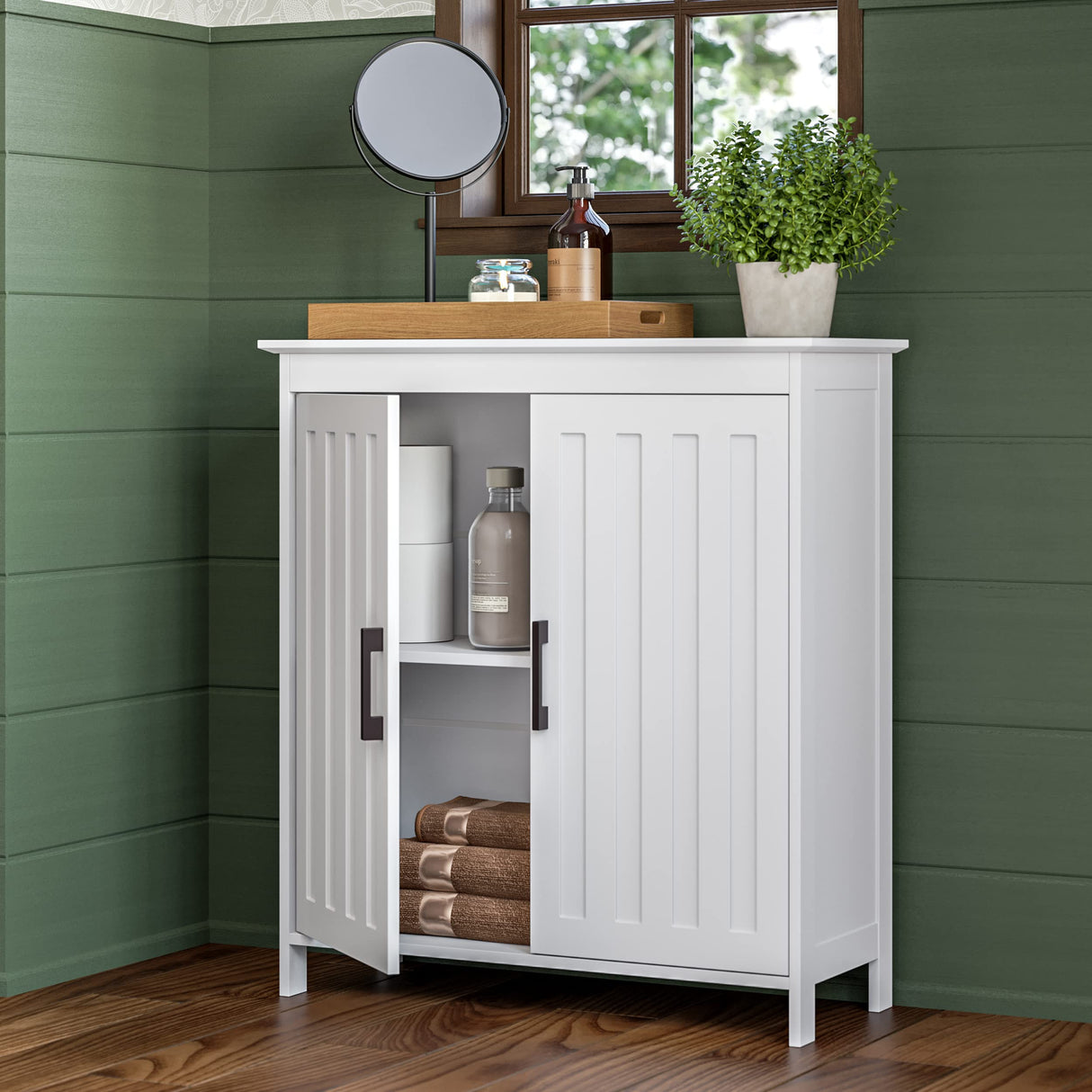 White Monroe Two-Door Floor Cabinet