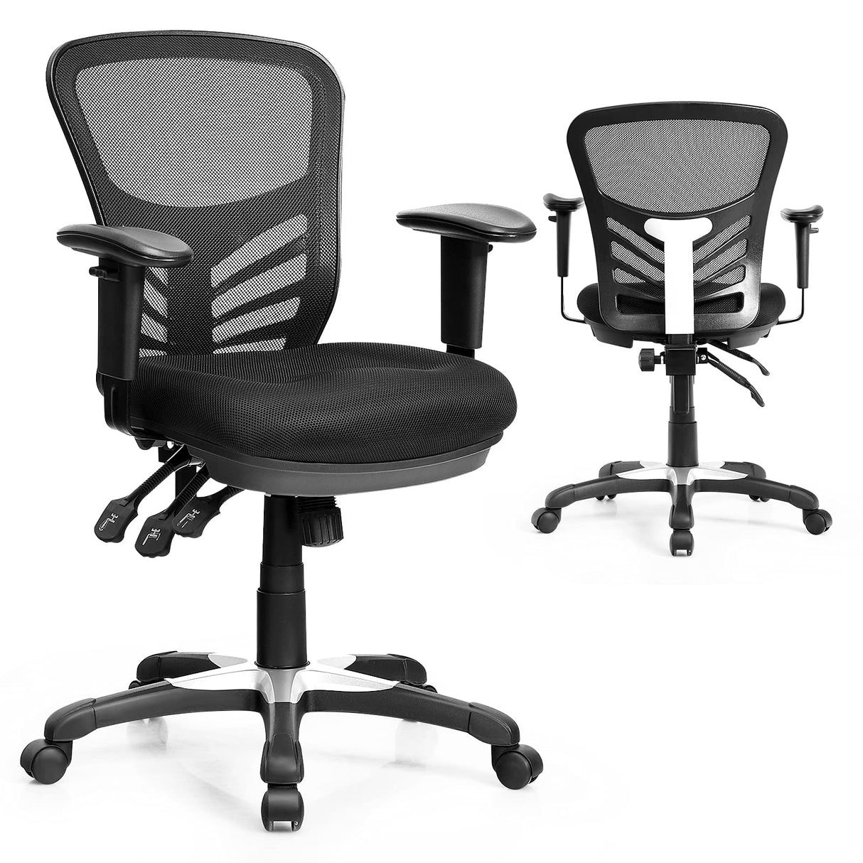 Mesh Office Chair, Mid Back Swivel Executive Task Chair with Height-Adjustable