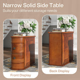 Solid Wood End Table, 2-Drawer Narrow Side Table Slim Chair Side Table