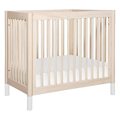 Gelato 4-in-1 Convertible Mini Crib in White and Washed Natural,