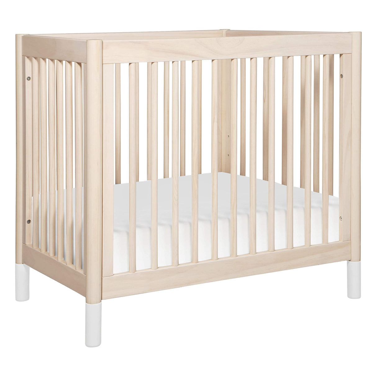 Gelato 4-in-1 Convertible Mini Crib in Washed Natural and White, Greenguard Gold