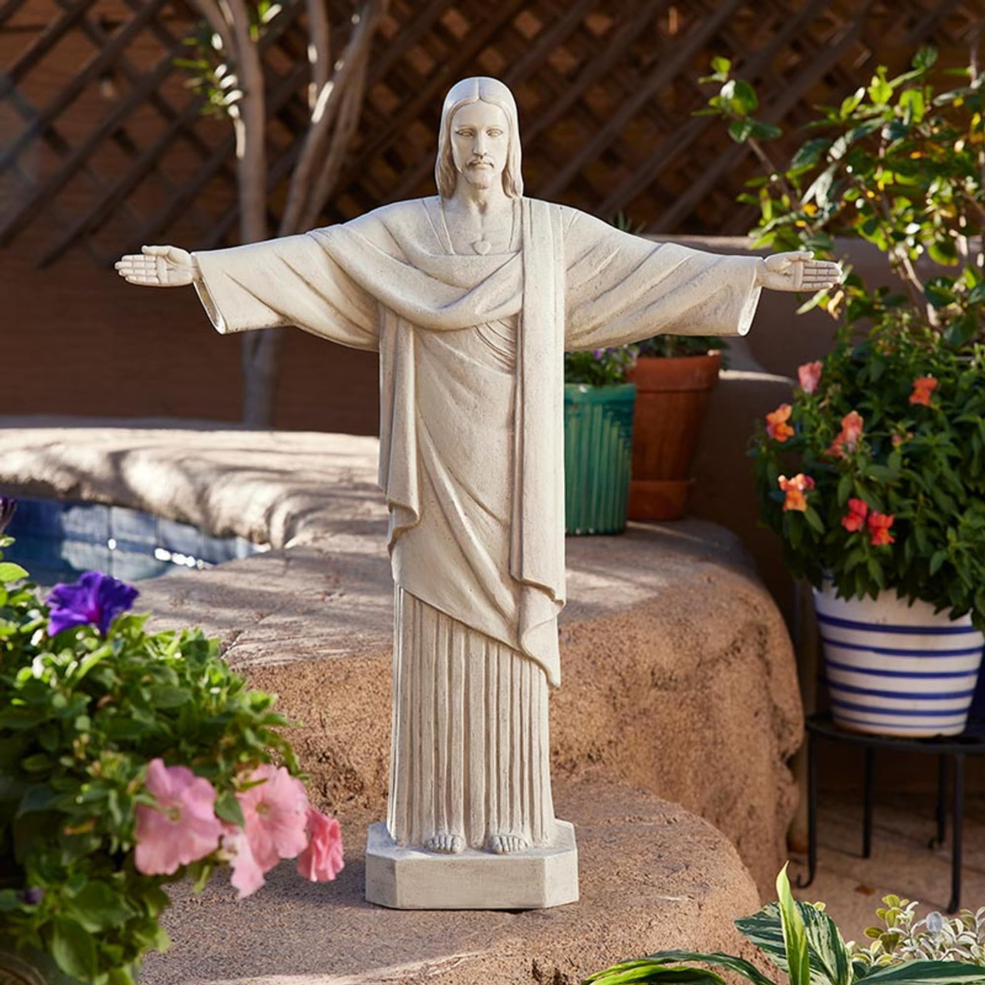 Christ The Redeemer Statue, Jesus Garden Sculpture, Religious Outdoor Figurine