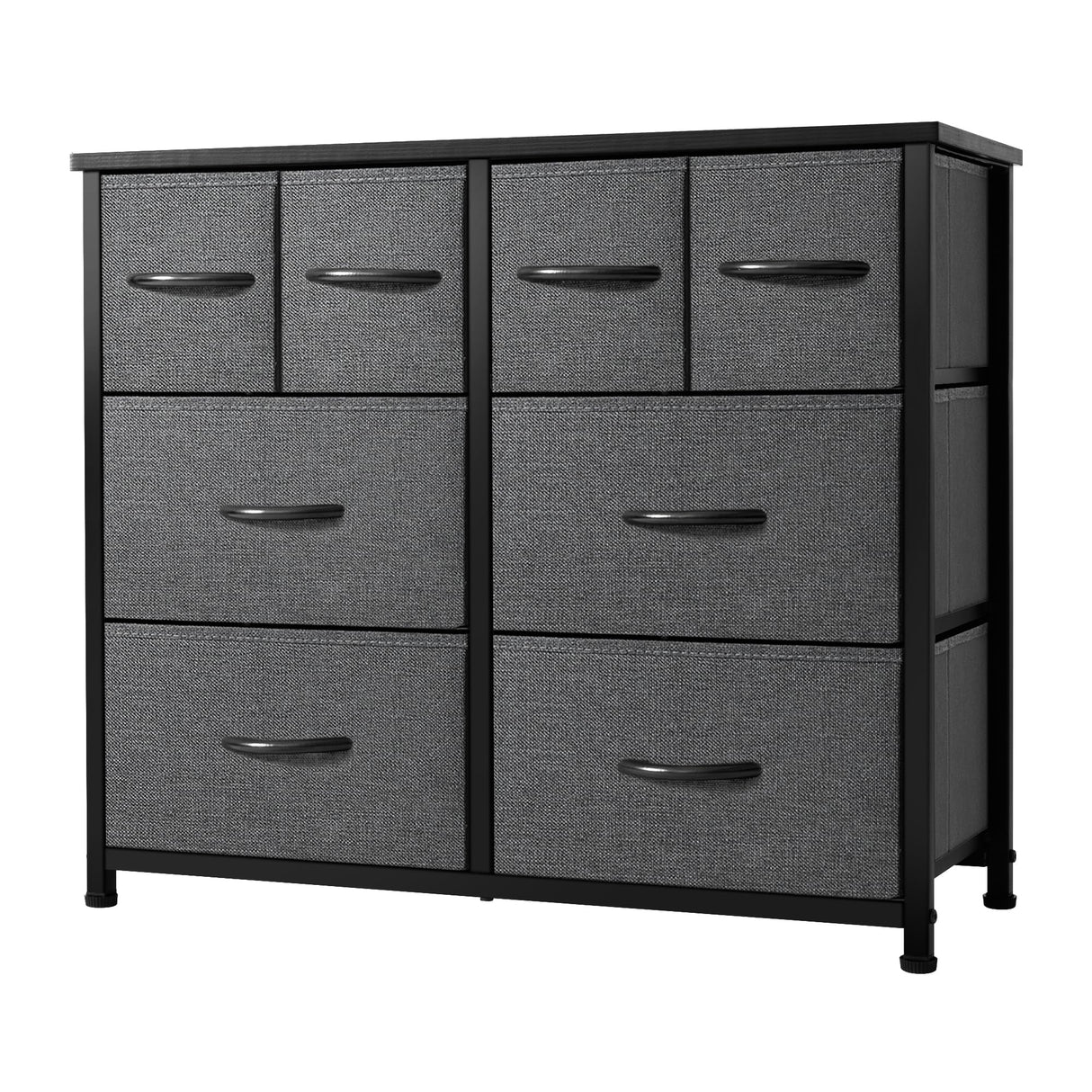 Concept Bedroom, Wide Fabric Dresser for Storage and Organization, Grey (8-Drawers)