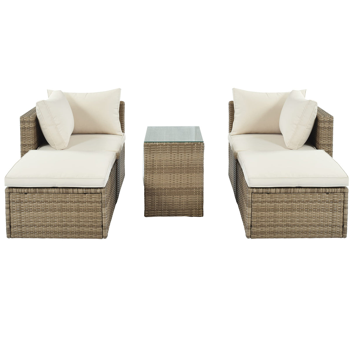 4-Piece Outdoor Patio Furniture Set Garden Wicker Rattan Sectional Sofa Set
