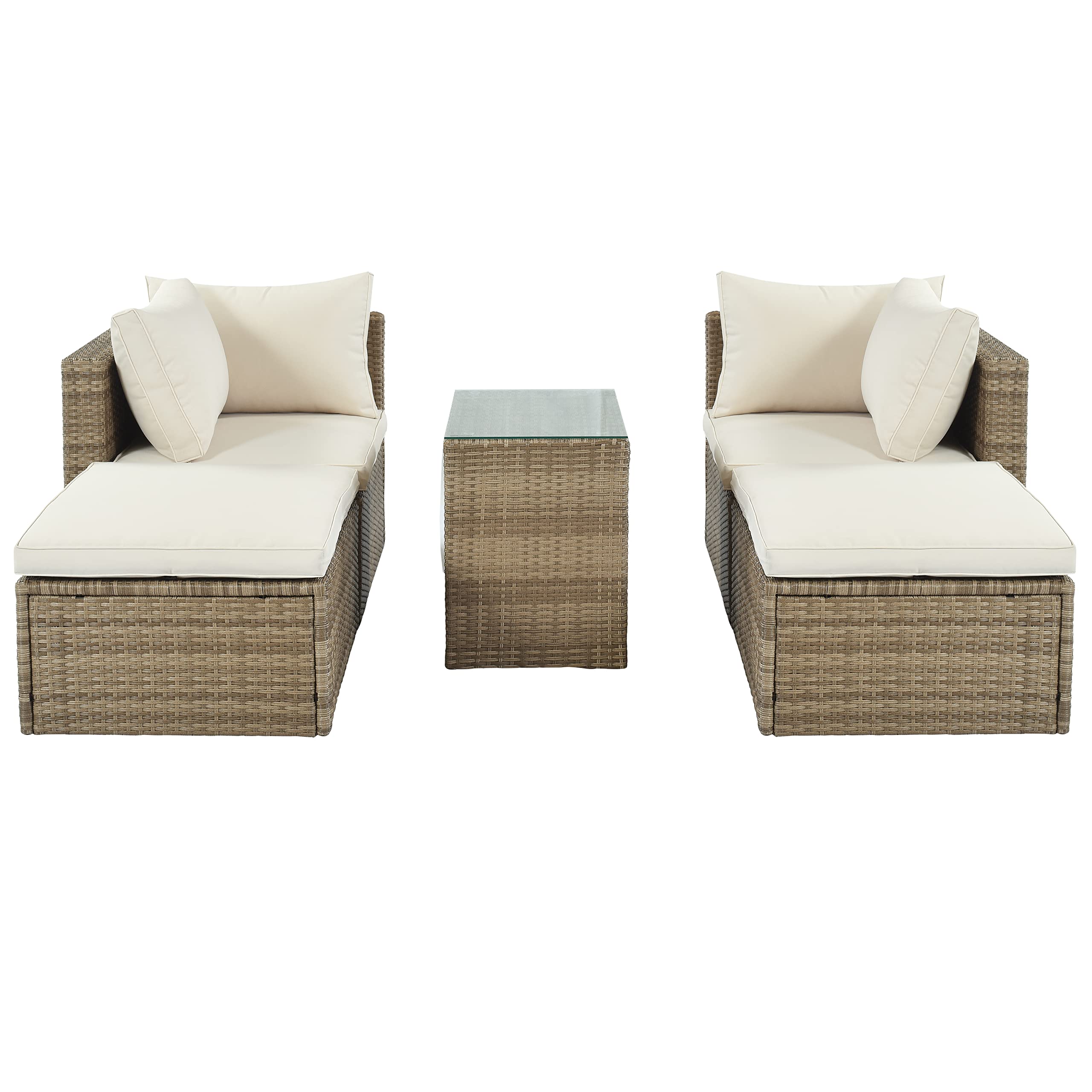 4-Piece Outdoor Patio Furniture Set Garden Wicker Rattan Sectional Sofa Set