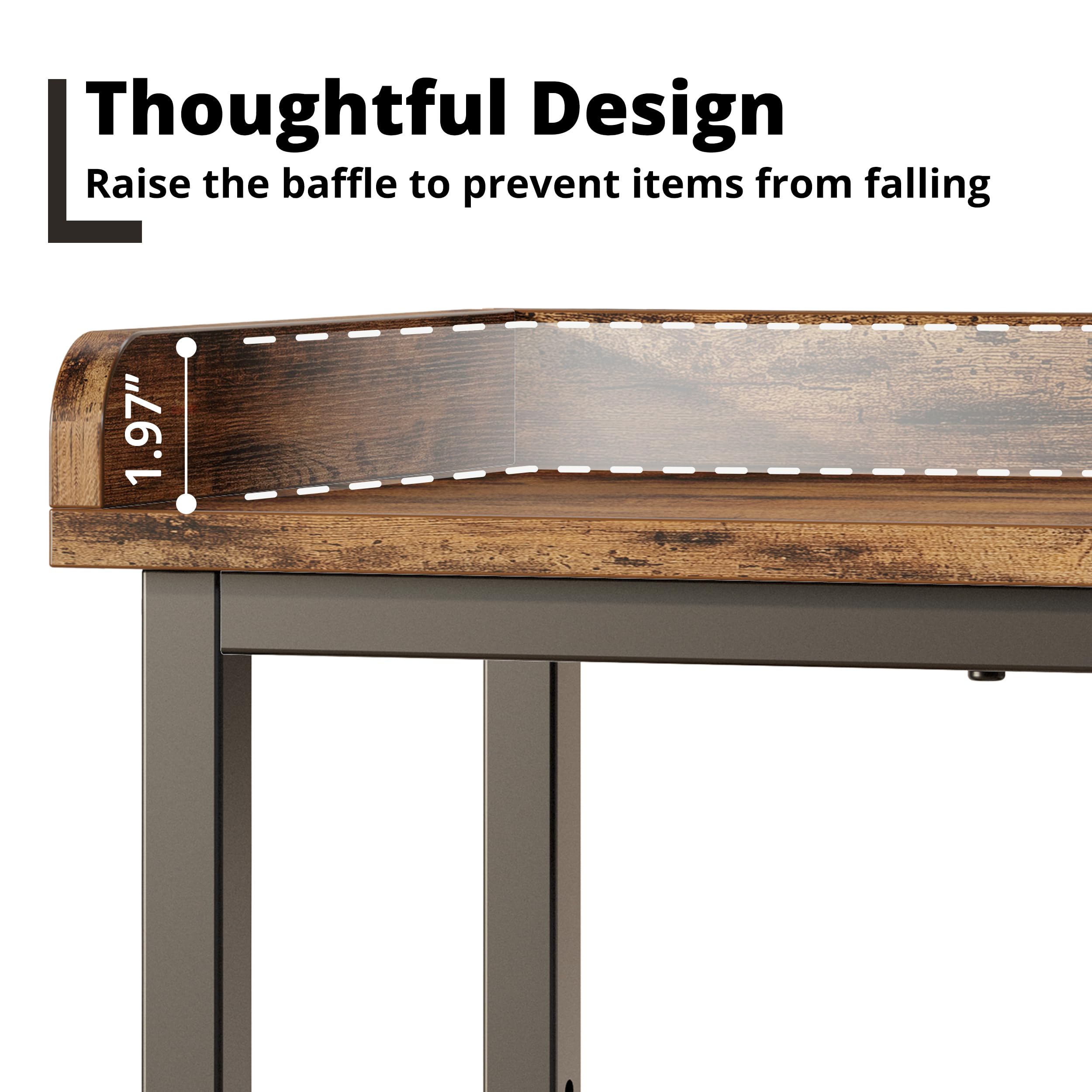 Farmhouse Console Table with Power Outlet - Height Adjustable Entryway Table 43"