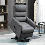 HOMCOM Power Lift Recliner Chair for Elderly, Easy Assembly, Fabric Lift Chair for Adults, Recliner Sofa with Remote Control, Side Pockets for Living Room, Gray