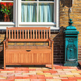 Foldable Outdoor Bench, Garden Bench w/High Back & Armrest, Acacia Wood Bench