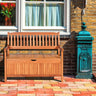 Foldable Outdoor Bench, Garden Bench w/High Back & Armrest, Acacia Wood Bench