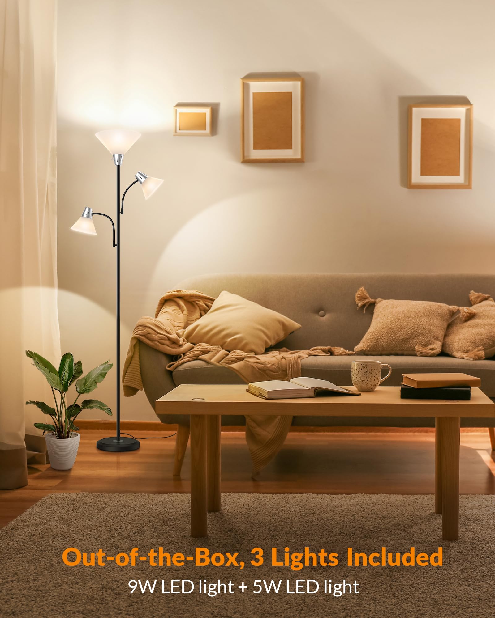 Modern Floor Lamp with Adjustable Reading Light