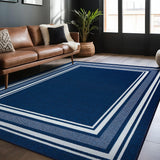 LuuL Home Modern Bordered Non Slip Indoor Rugs for Living Room 5x7 Area Rugs for Kitchen, Rug for Bedroom, and Hallway, Stain Resistant Easy Cleaning Non Shedding Navy 5 x 7