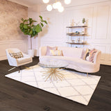 Modern Solid Ivory White Area Rug 5' x 8' - Indoor Outdoor Bohemian Accent