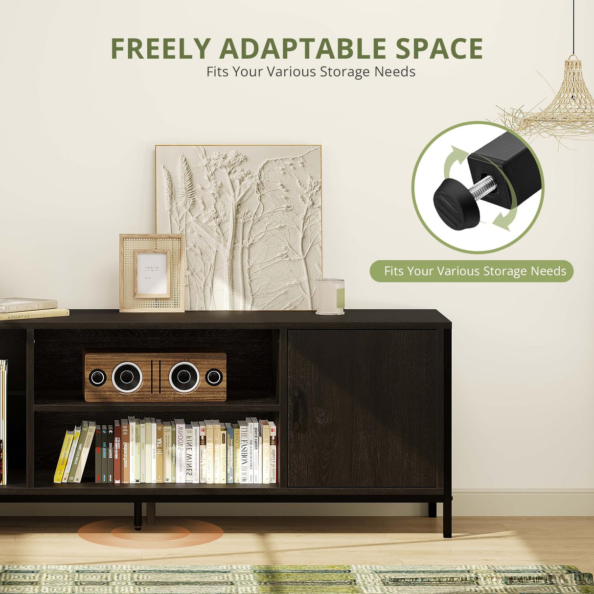 55 Inch TV Stand with Storage - Entertainment Center for TVs up to 70 Inches