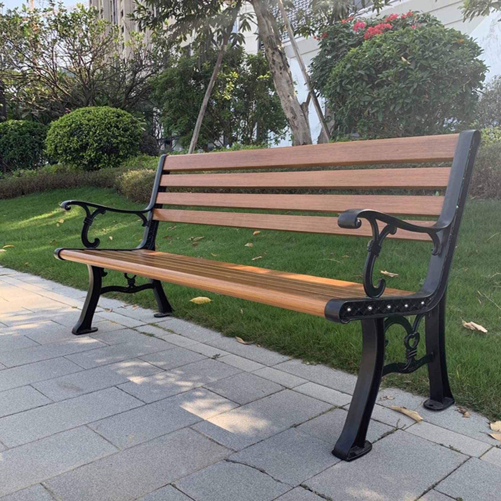 Metal Bench,Park Bench,with Backrest Armrests Sturdy Bench Furniture,Bench
