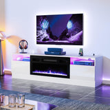 LED High Gloss TV Stand with Electric Fireplace - White