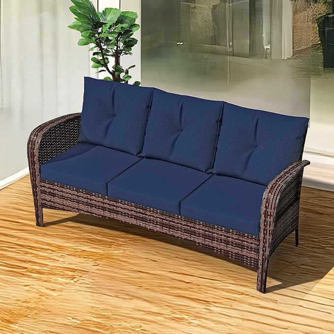 3 Pieces Conversation Furniture Set of Patio Swivel Rocking Chairs and End Table