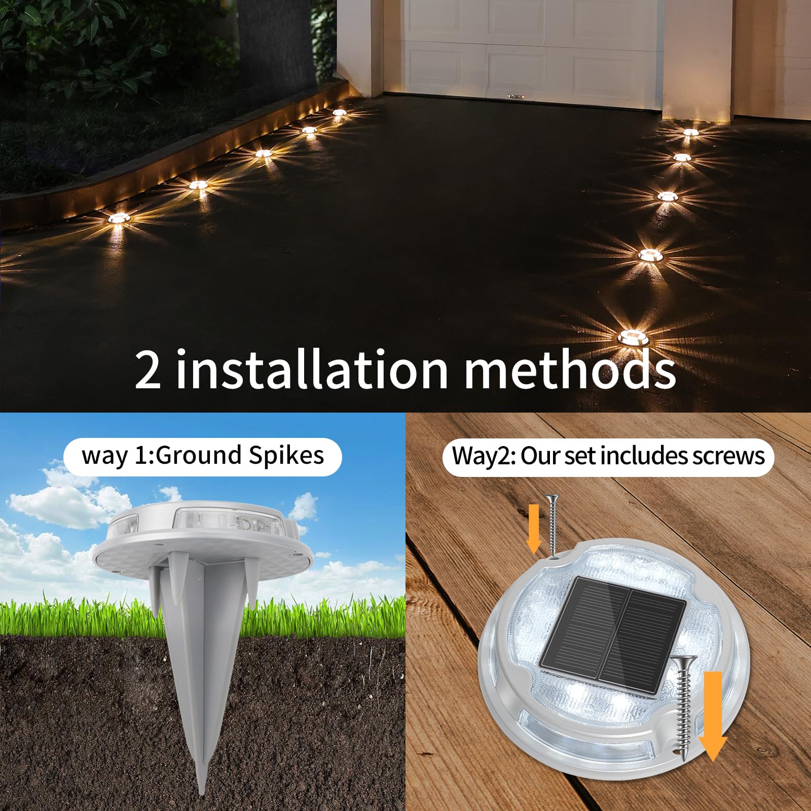 Solar Driveway Lights Deck Lights Dock Marine Lights,12 Pack Solar Ground Lights