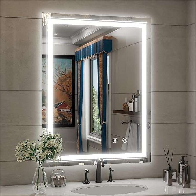 LED Bathroom Mirror, 30 x 36 Inch Anti-Fog Lighted Bathroom Mirror