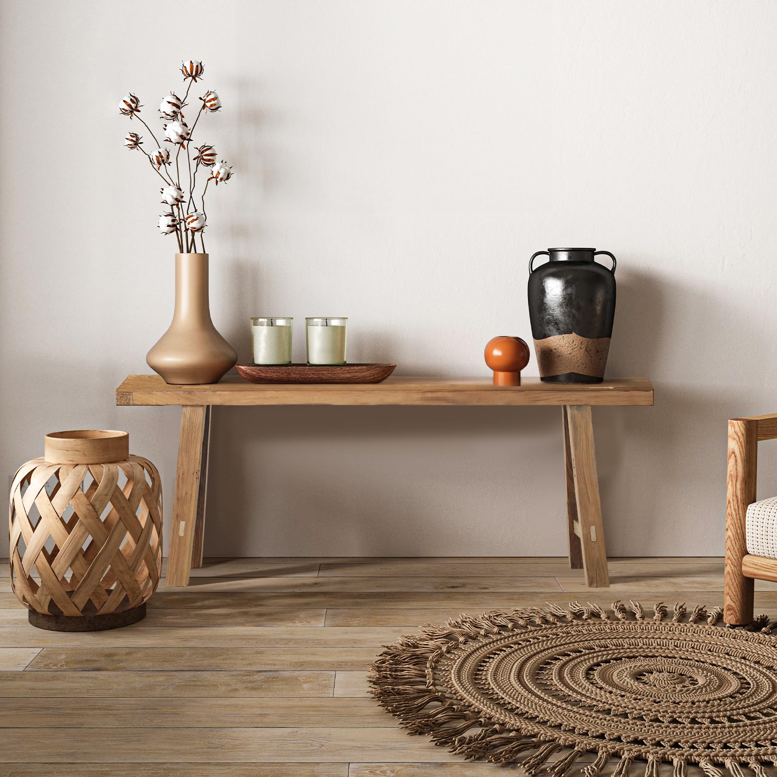 55 Vintage Bench Weathered Natural Wood Bench