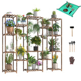 Wood Plant Stand Indoor Outdoor,15 Tier Tall Flower Shelf Plant Stands