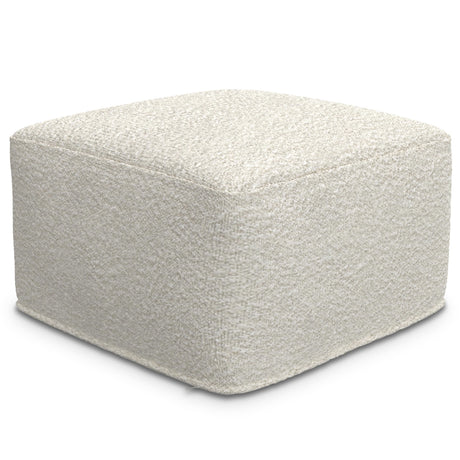 Chantal Contemporary Square Pouf in Ivory Boucle for The Living Room