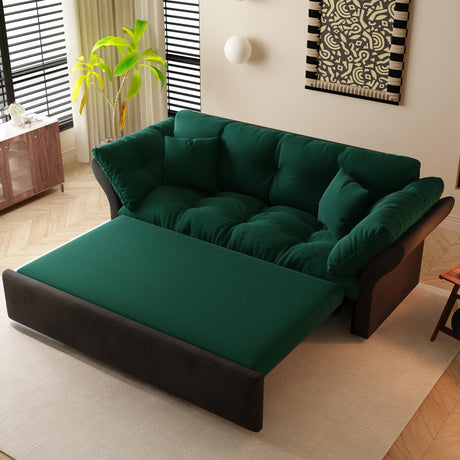 74.8” Queen Pull Out Sofa Bed, Luxury Velvet Convertible Sleeper Sofa