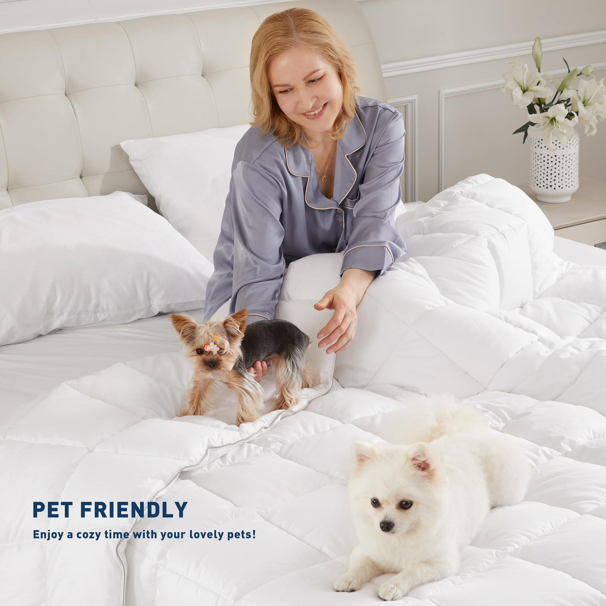 sunflower 100% Cotton Shell King Summer Duvet Insert, White Down Alternative Cotton Comforter, All Season Lightweight 8 Corner Tabs & Soft & Breathable & Noiseless, Thin Version