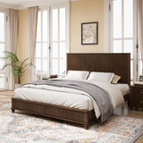 King Size Platform Bed Frame with Headboard - Walnut Finish
