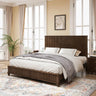 King Size Platform Bed Frame with Headboard - Walnut Finish