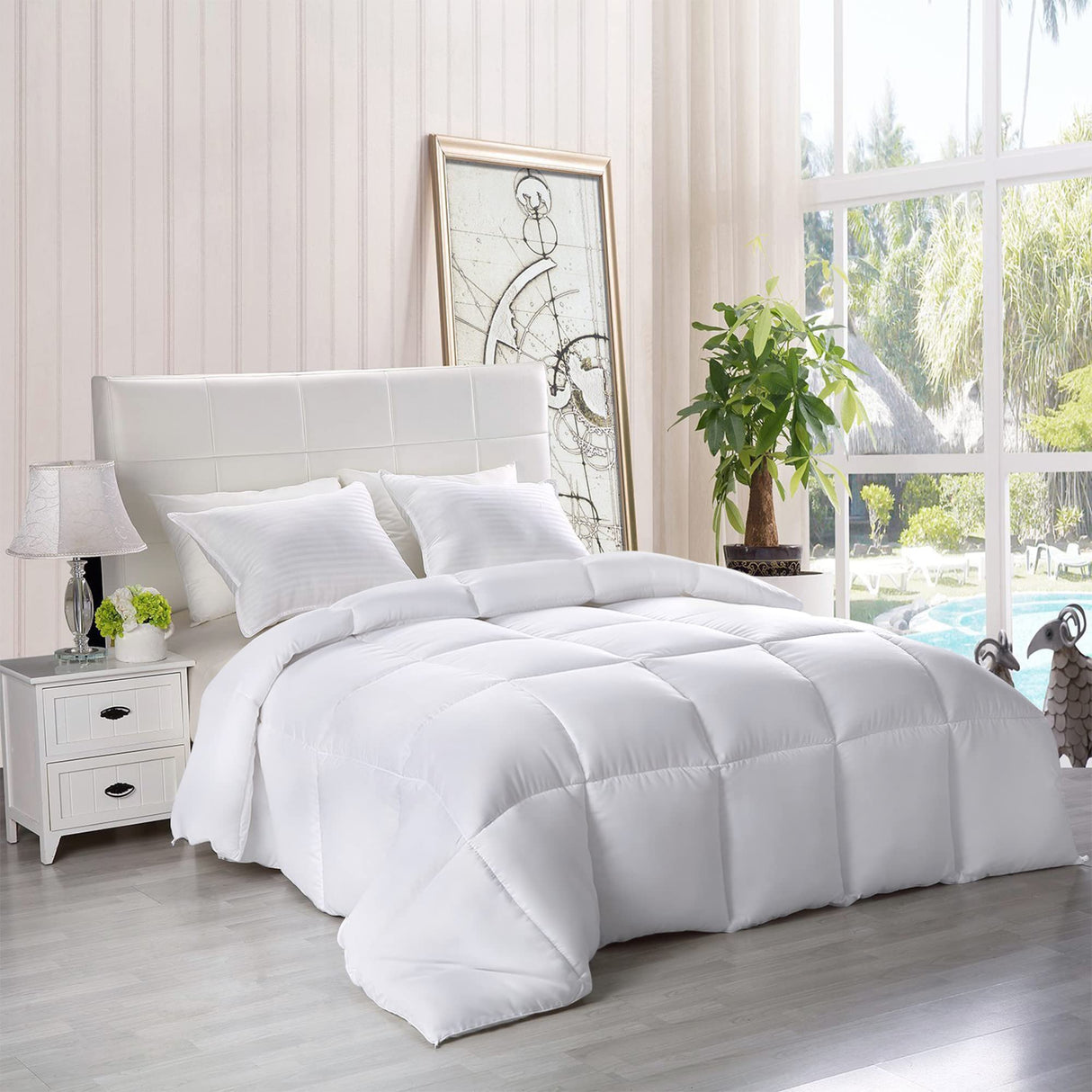 Bedding Comforter – All Season Comforter King Size – White Comforter King - Plush