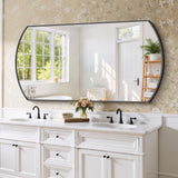 30x55 Inch Black Oval Bathroom Mirror with Thin Metal Frame