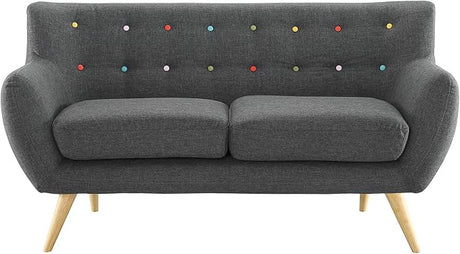 Remark Mid-Century Modern Sofa With Upholstered Fabric In Sunny