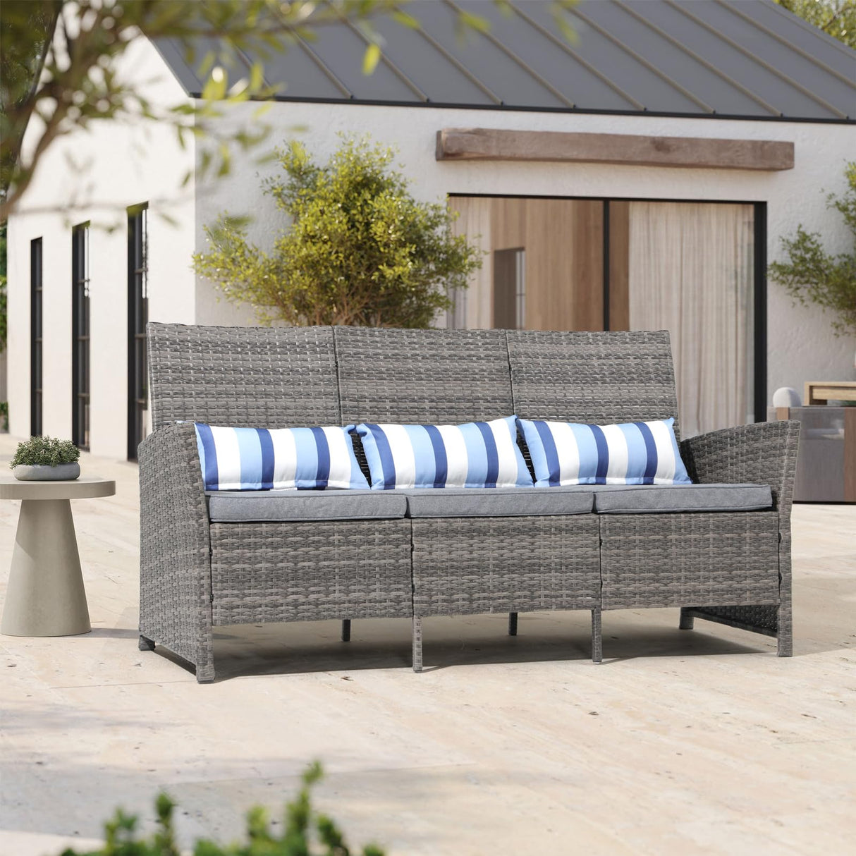 Outdoor Furniture 3 Seats Patio Couch, Outdoor Wicker Sofa