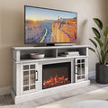 Traditional 58" Rustic TV Stand with 23" Electric Fireplace Heater