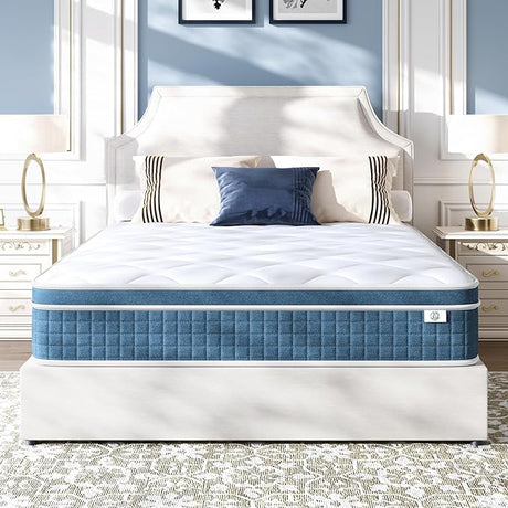 Twin Mattress 10 Inch, Hybrid Twin Size Mattress in a Box, Twin Bed Mattress with Individual Pocket Springs and Pressure