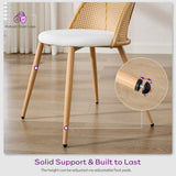 Rattan Dining Chairs Set of 4 with Faux Leather Cushion