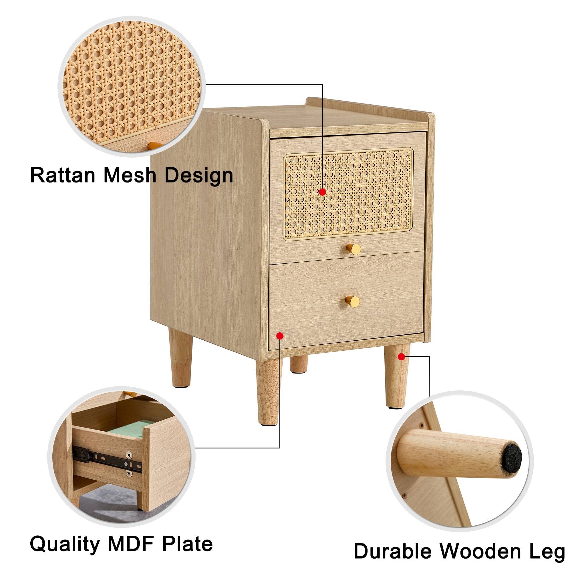 Modern Storage Cabinet Bedside Cabinet Nightstand Bedside Table 2 Drawers