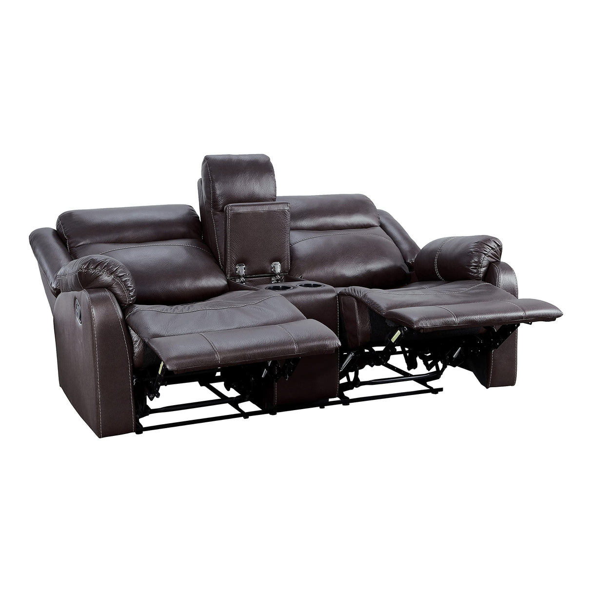 Wall-Hugger Manual Double Lay Flat Reclining Loveseat, Brown