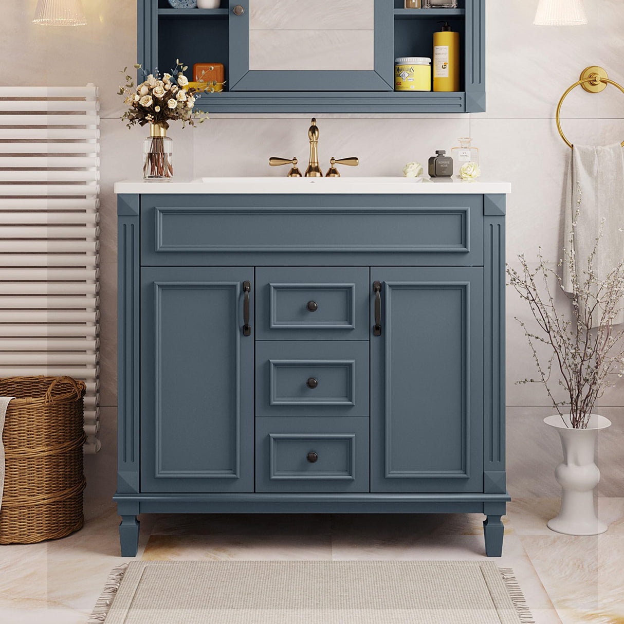 36" Bathroom Vanities with Single Sink, Modern Undermount Bathroom Sink Cabinet