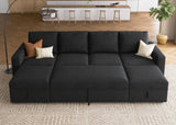 Modular Sectional Sleeper Sofa Bed, Velvet Sectional Couch with Pullout Bed U Shaped