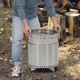 Smokeless Fire Pit with Air Switch16.5, Wood Burning Portable Stainless Steel Outdoor Firepit with Removable Stand and Ash Pan, Ideal for Camping for Backyard Patio and Picnic, H: 11.5 in, 13.22 lbs - Bircata