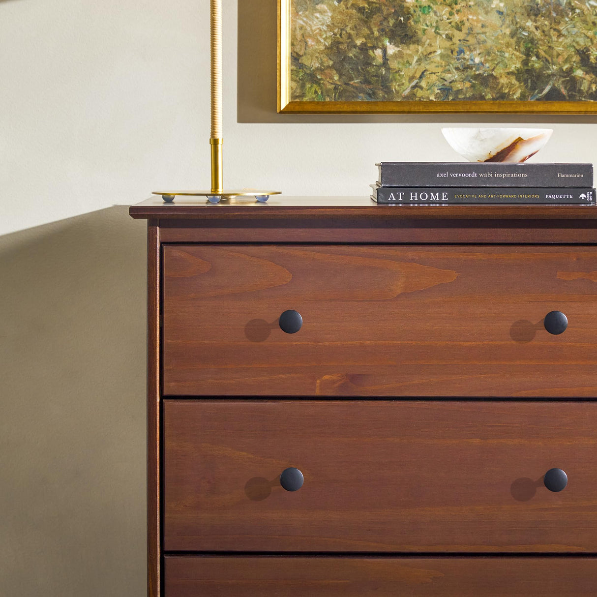 Modern Tall 4-Drawer Solid Wood Dresser Bedroom Storage Drawer Organizer Closet Hallway, 40 Inch, Walnut