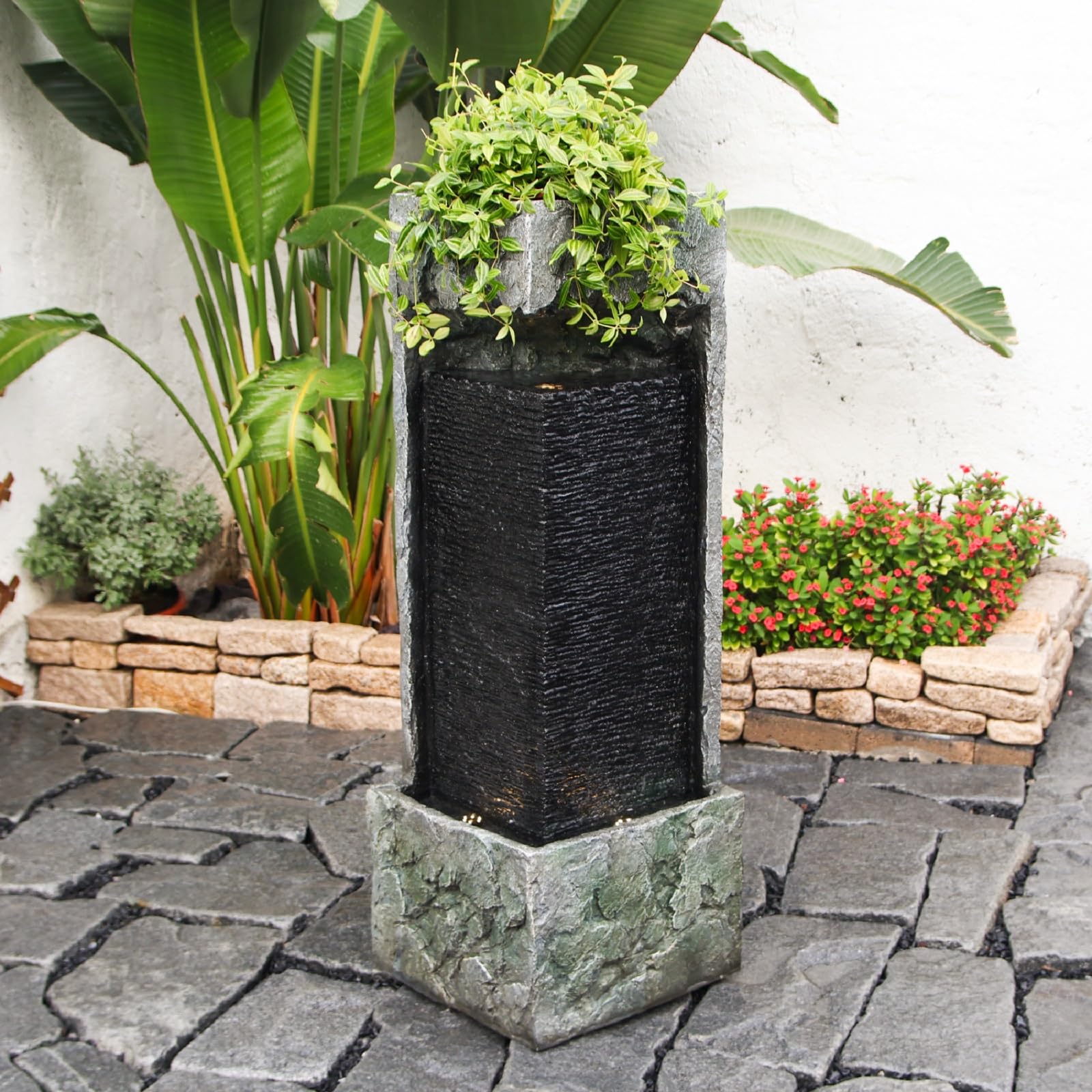 Modern Outdoor Water Garden Fountain 39.37''H Indoor Fountains and Waterfalls