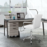 Mid-Back Office Task Chair Ribbed PU Leather Executive Modern Adjustable Home Desk Retro Comfortable